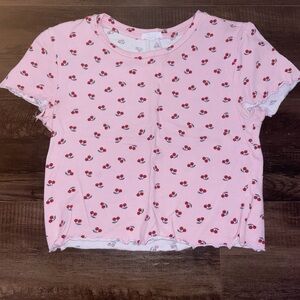 Pink Cherry Cropped T-shirt